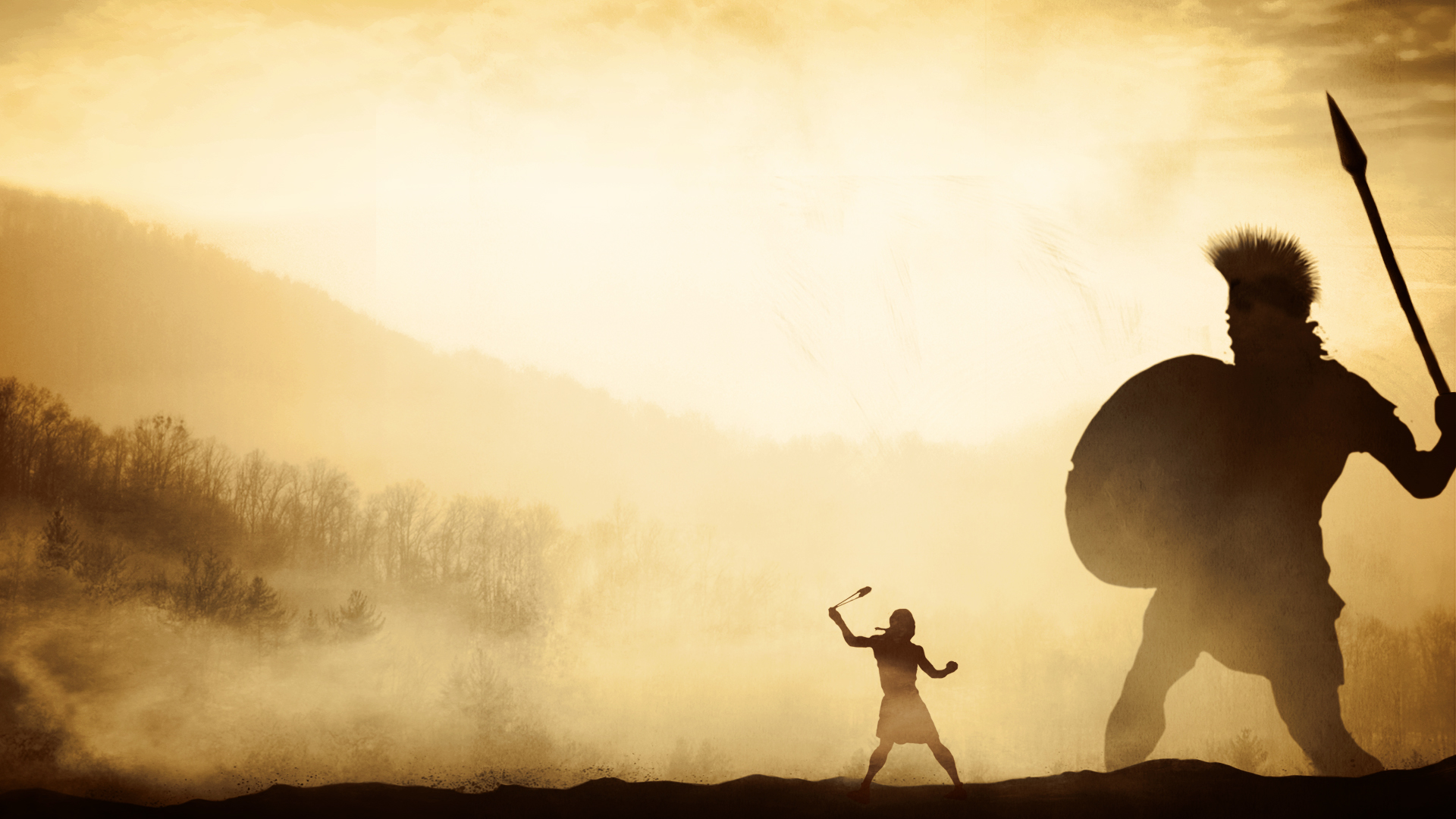 David facing Goliath